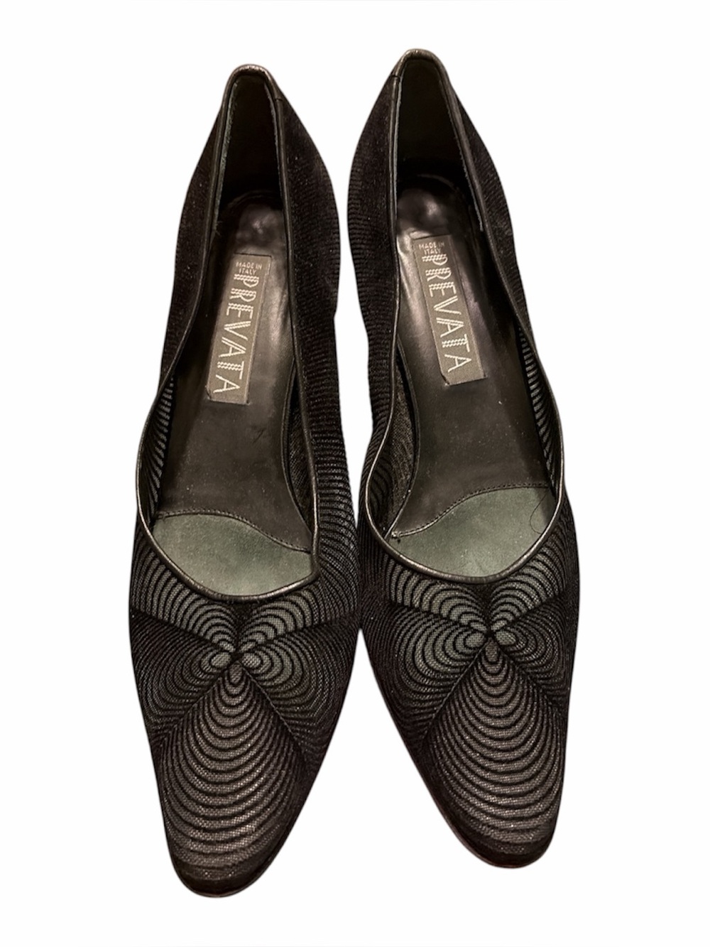 Prevata Black Pointed-Toe Swirl-Pattern Flats